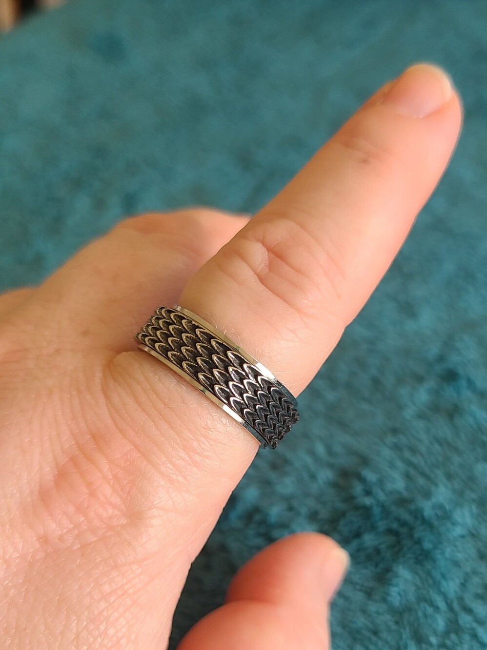 Stainless Steel Dragon Scale Spinner Ring